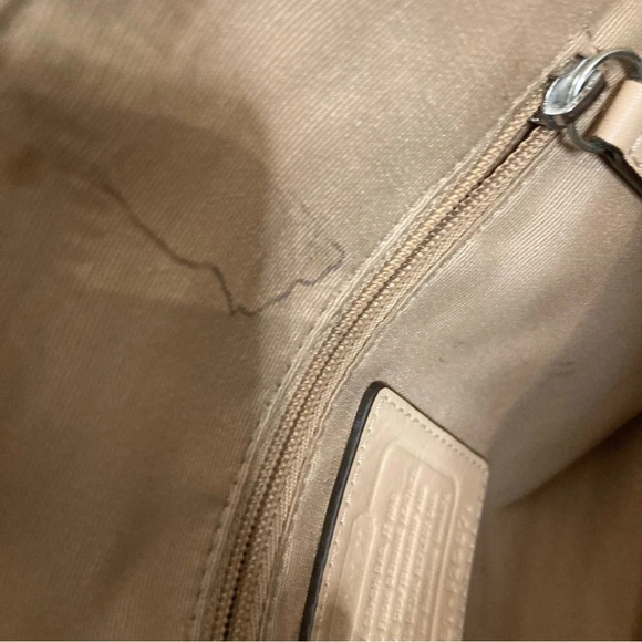 COACH Medium Satchel Leather Plum Colour Handbag Phone Pocket Zipper Closure - Picture 9 of 11